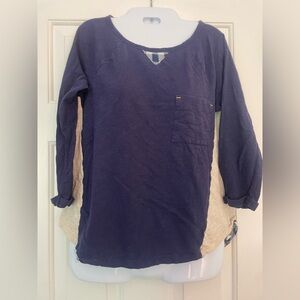 🩷 3/$18 Anthropologie little yellow button colorblock checkered 100% cotton fall